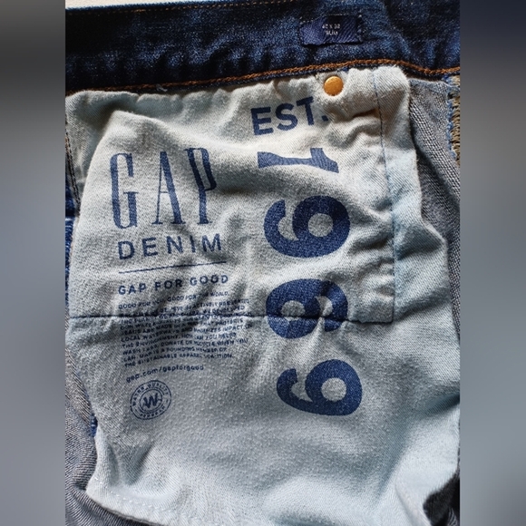 A Gap Denim Slim Men's Worn Dark Jeans - Picture 4 of 11